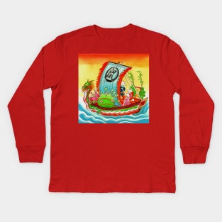 Year of the Rat Series/ Sinking Pleasure Boat Kids Long Sleeve T-Shirt